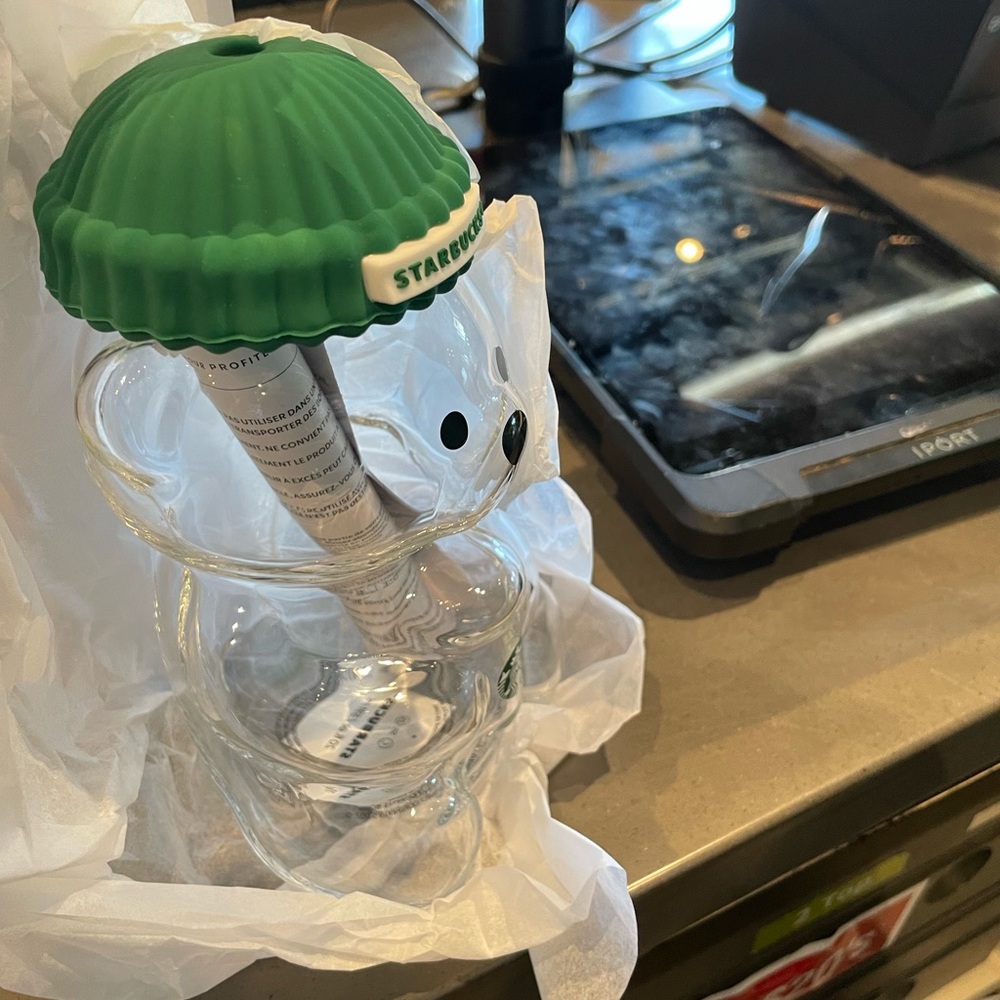 Starbucks Glass Bear with Green Cap